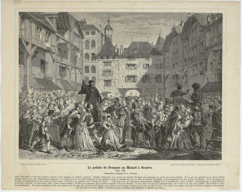 Le prêche de Froment au Molard - coll. MAH