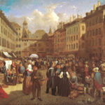 La place du Molard en 1843 - H G Lacombe, scanné de Le Courrier 1998